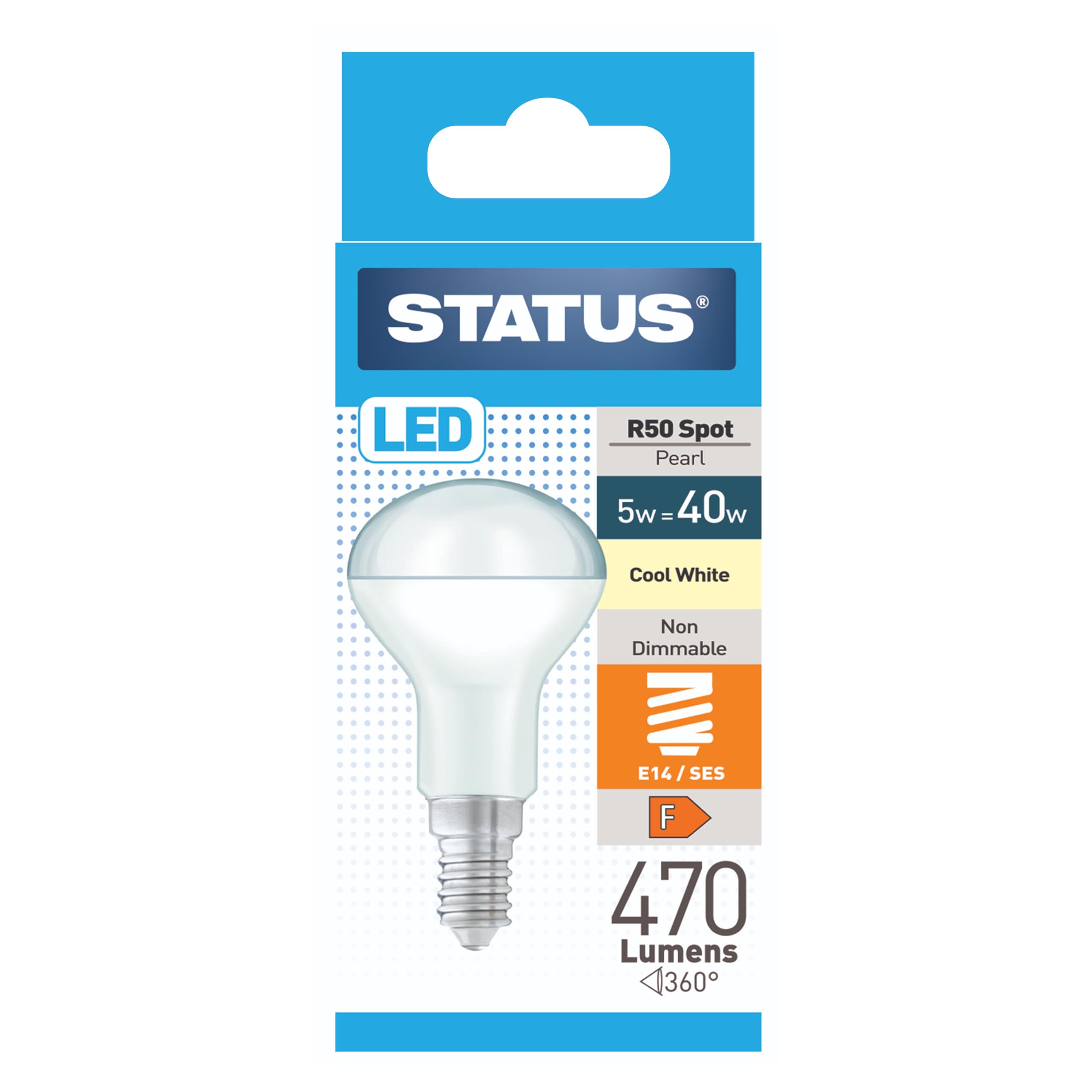 Status 5w = 40w = 470 lumens R50 Reflector Spot - E14 - CW - 1 pk Box - in White CDU