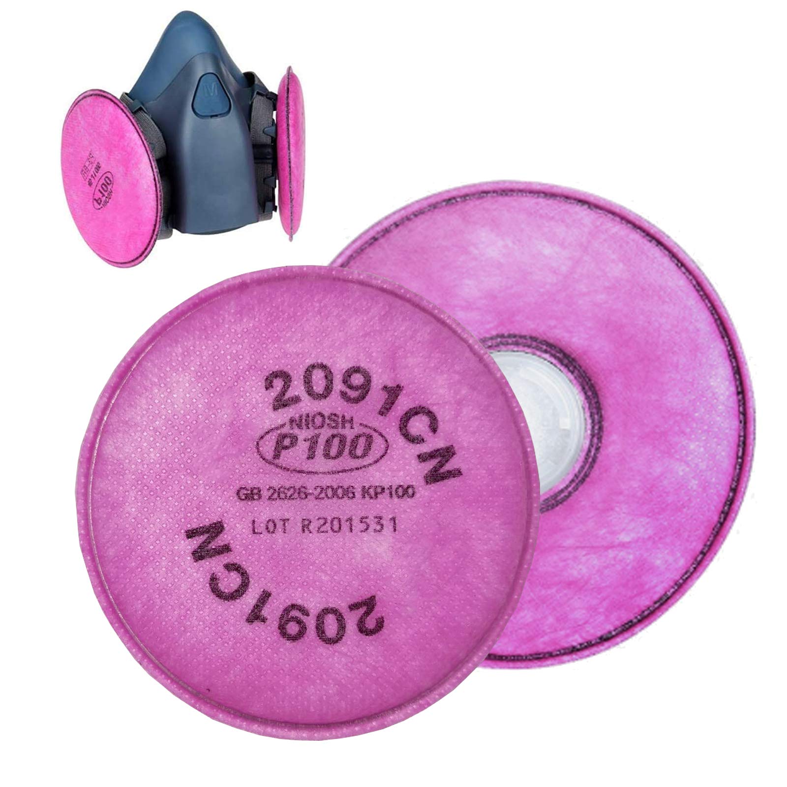 Filtros de partículas 2091 P100# Filtro de algodón compatible con 2091CN instalado en 6000 7000 FF-4 filtro retenedor uso (10 unidades)