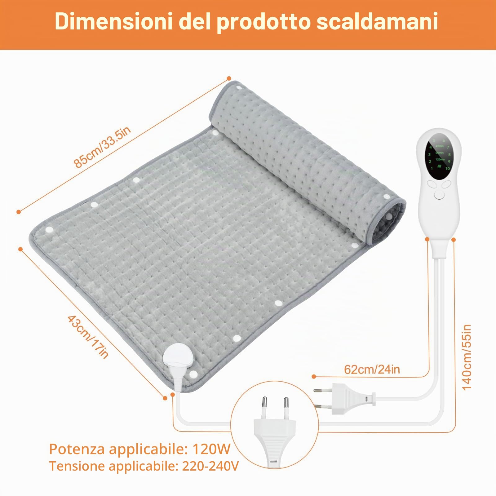 CYFIE Scaldapiedi 2 in 1, Scaldapiedi Elettrico e Termoforo Elettrico, Timer Regolabile 45-120 Minuti, Temperatura Regolabile 30-70°C,Spegnimento Automatico, per Piedi, Schiena, Addome, ecc