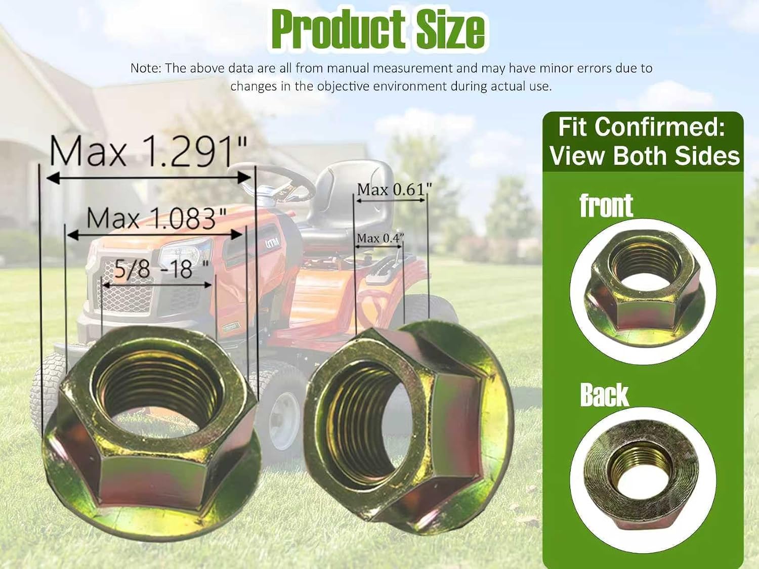 712-0417 912-0417A 3 Pack Spindle Blade Hex Nut Replacement for Lawn Mower | 5/8-18" Thread Flanged Blade Spindle Nut, Fits Cub Cadet/MTD/Troy Bilt/Toro & Wheel Horse tractors, for blade or pulley side