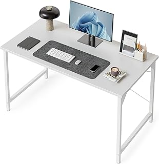 CubiCubi Computer Desk 100 x 48 x 75 cm Home Office Laptop Desk Study Writing Table, Modern Simple Style, White