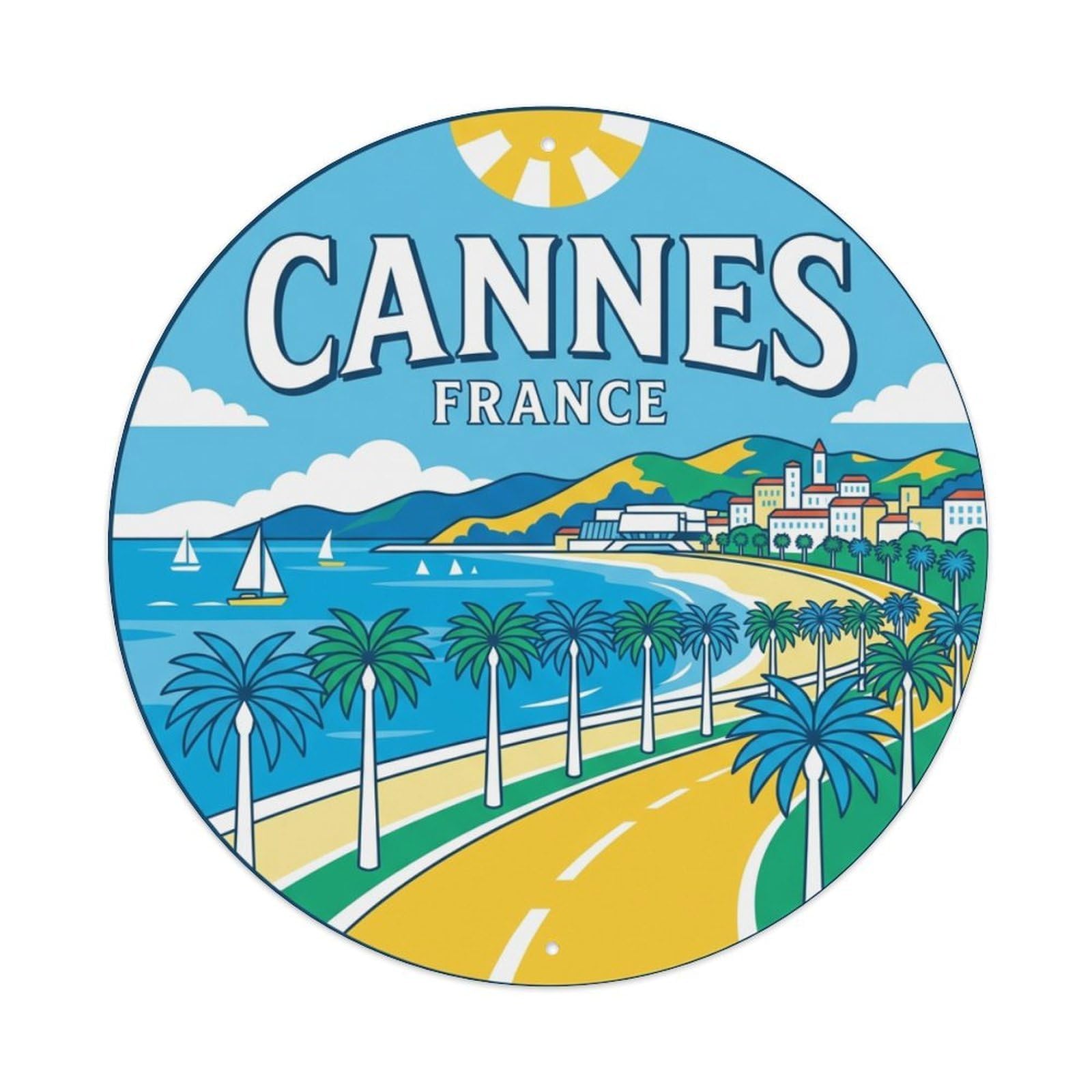Galvaxio Style France Vintage Travel Cannes Metal Tin Sign