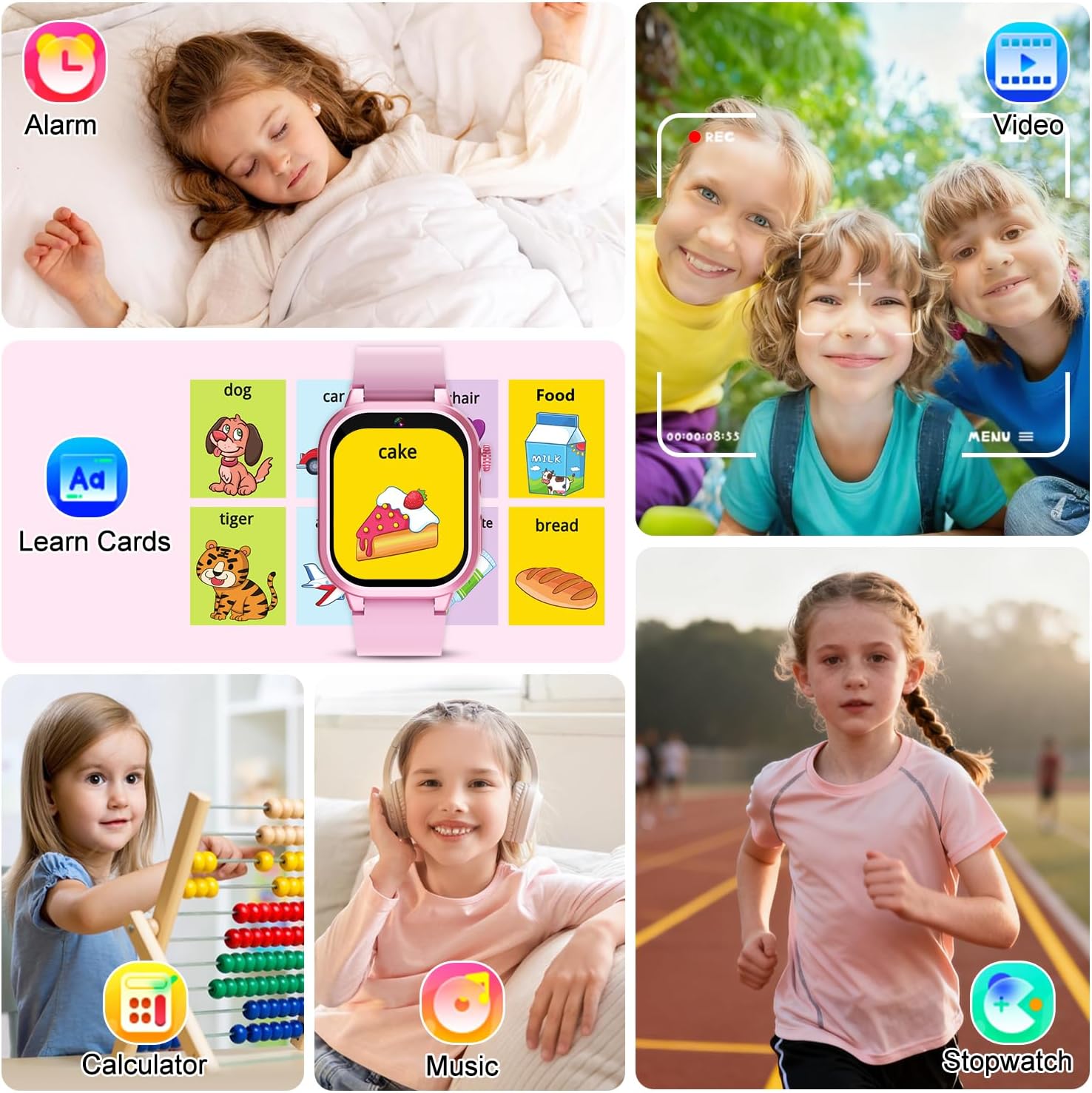 Smart Watch for Girls - Kids Watch with 39 Games, Built-in Camera, Video Recorder, Alarm, Calculator, Pedometer & Various Wallpapers – Toys for Ages 4-12 Years Old Birthday - Image 7