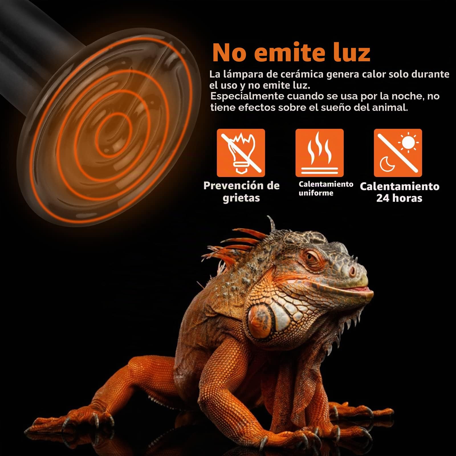 LUCKY HERP - Juego de 2 lámparas calefactoras de cerámica para reptiles (50 W, E27, terrario para reptiles, tortugas, dragones barbudos, pollo, perro
