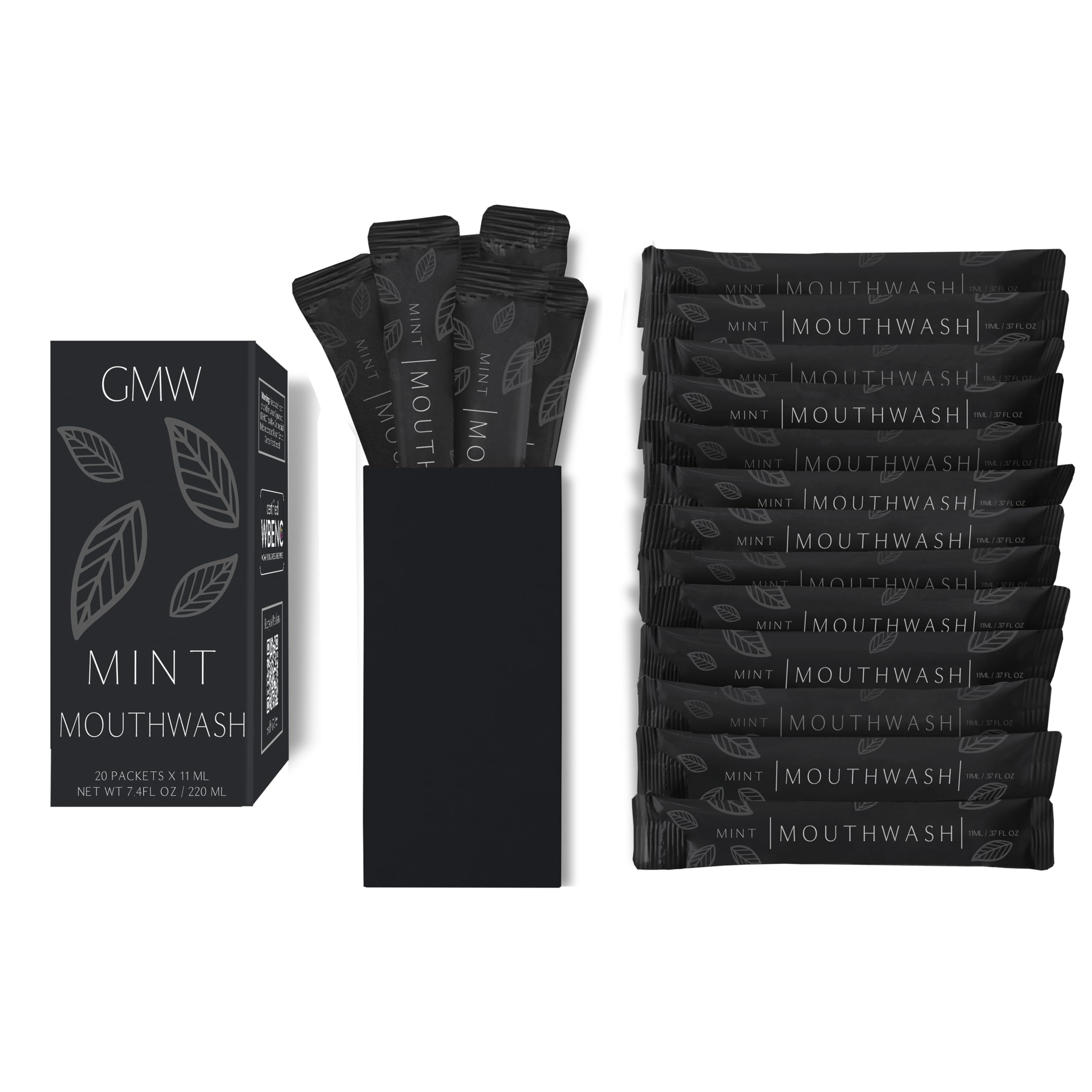 GMW Collection Travel Size Mouthwash Packets - Individual Mini Mouthwash Packets for Fresh Breath - Perfect Travel Size Toiletries for Guest Bathrooms - Alternative to Breath Strips and Breath Spray Matte Black - 800pc
