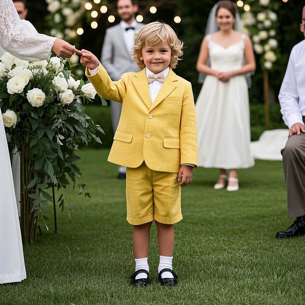 Boys 2 Piece Formal Wear Outfit Wedding Kids Boys Plaid Suit Fashion Blazer Short Pants Set
