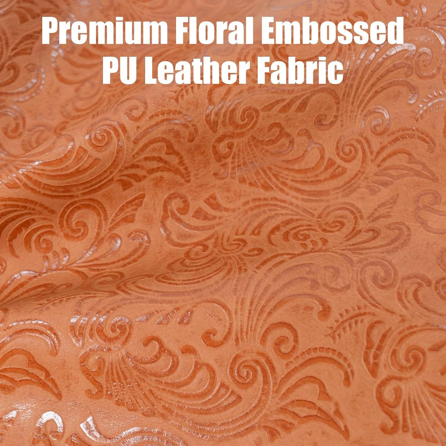 Faux Leather Fabric, 54"x72" Thick Durable Synthetic Upholstery Embossed Leather Vinyl, Soft Waterproof Durable, Replacement Renovate for Wallets, DIY Project, Furniture, Car Seat 2 Yard-Caramel