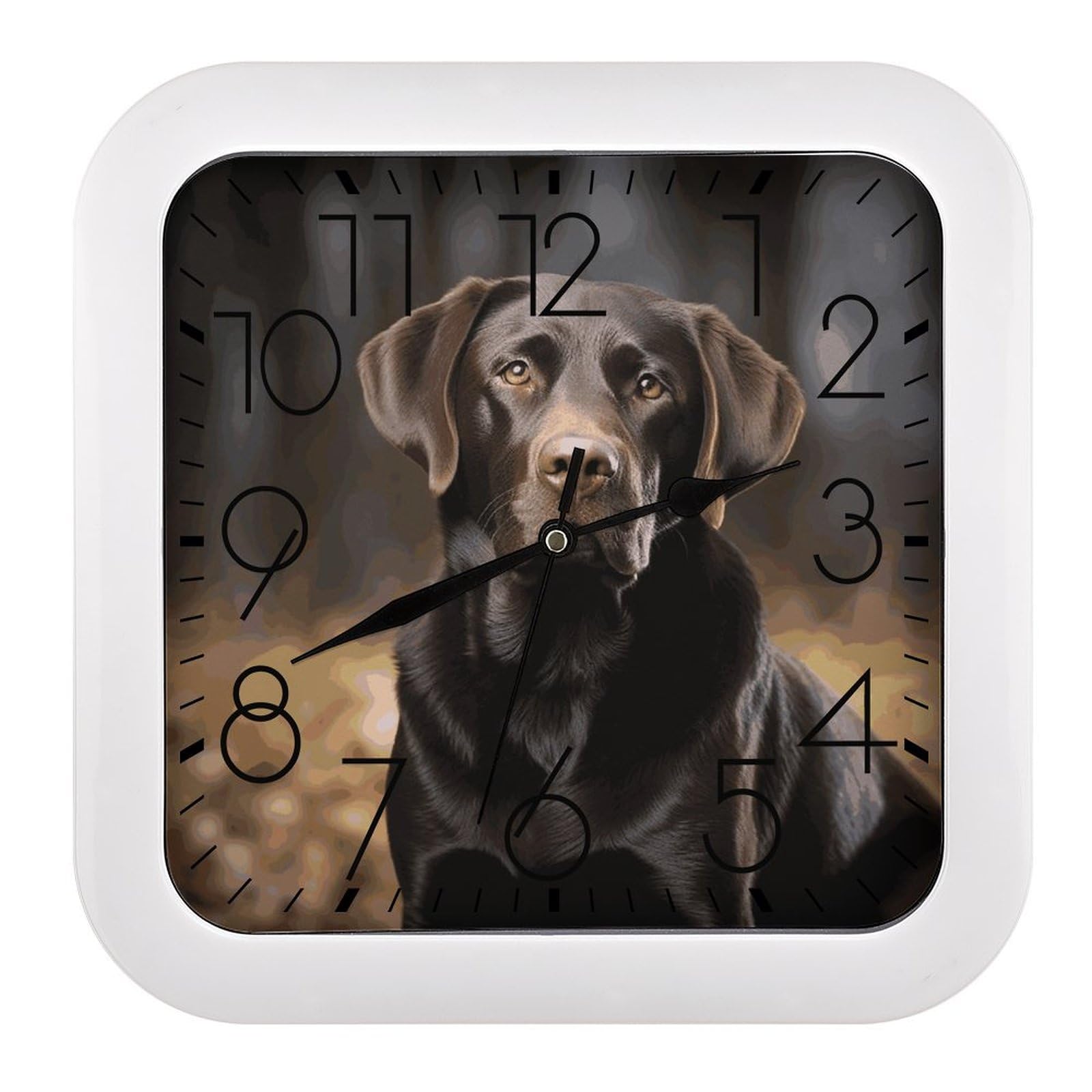 Horloge pour classe Labrador lisible carrée 25,4 cm en plastique sans tic-tac