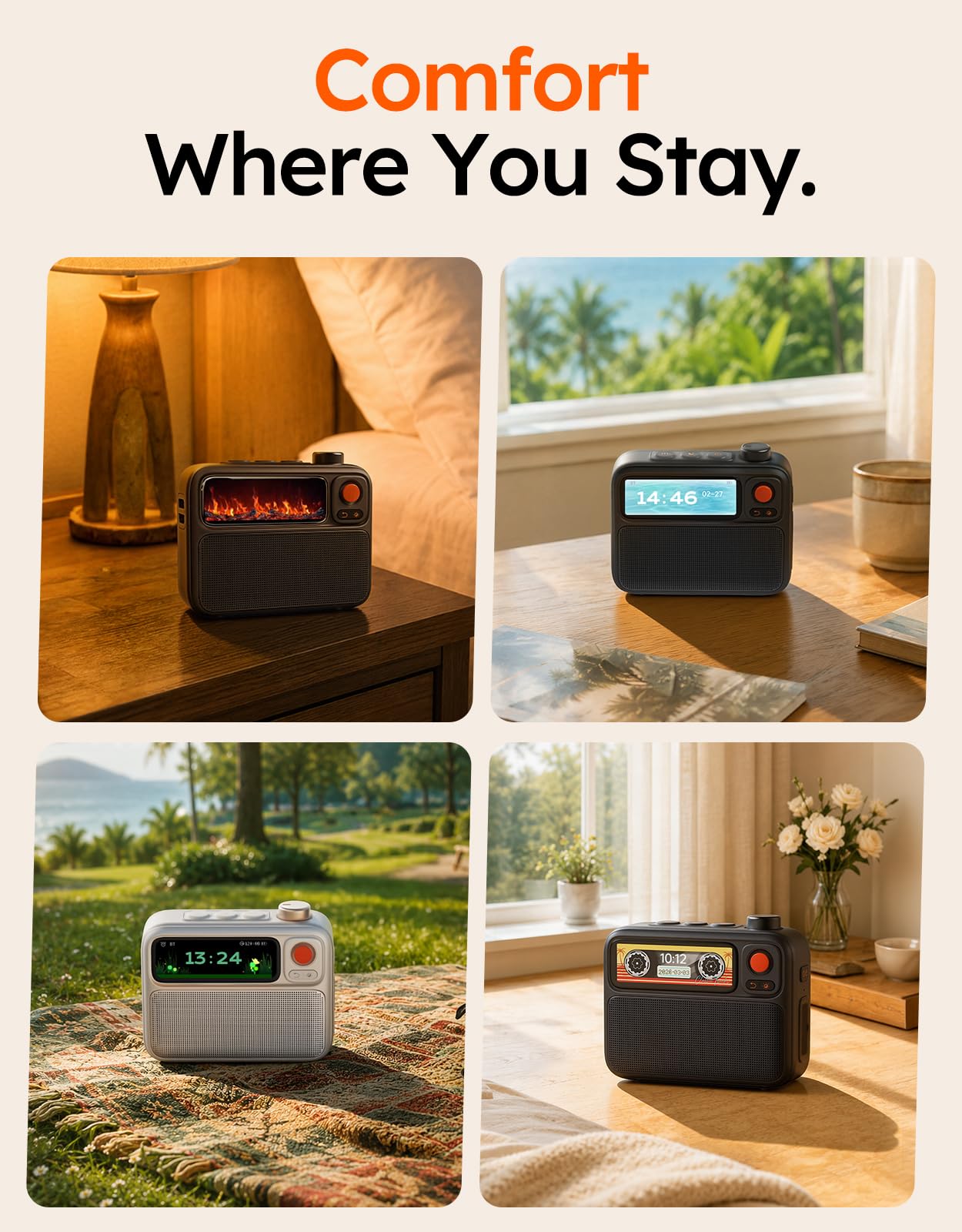 Divoom FlowToo Schlafsound Maschine mit Bluetooth-Lautsprecher, Weißes Rauschen, 90+ Schlafsounds, Pixel-Display, Wecker & Timer für Schlafzimmer und Home Office