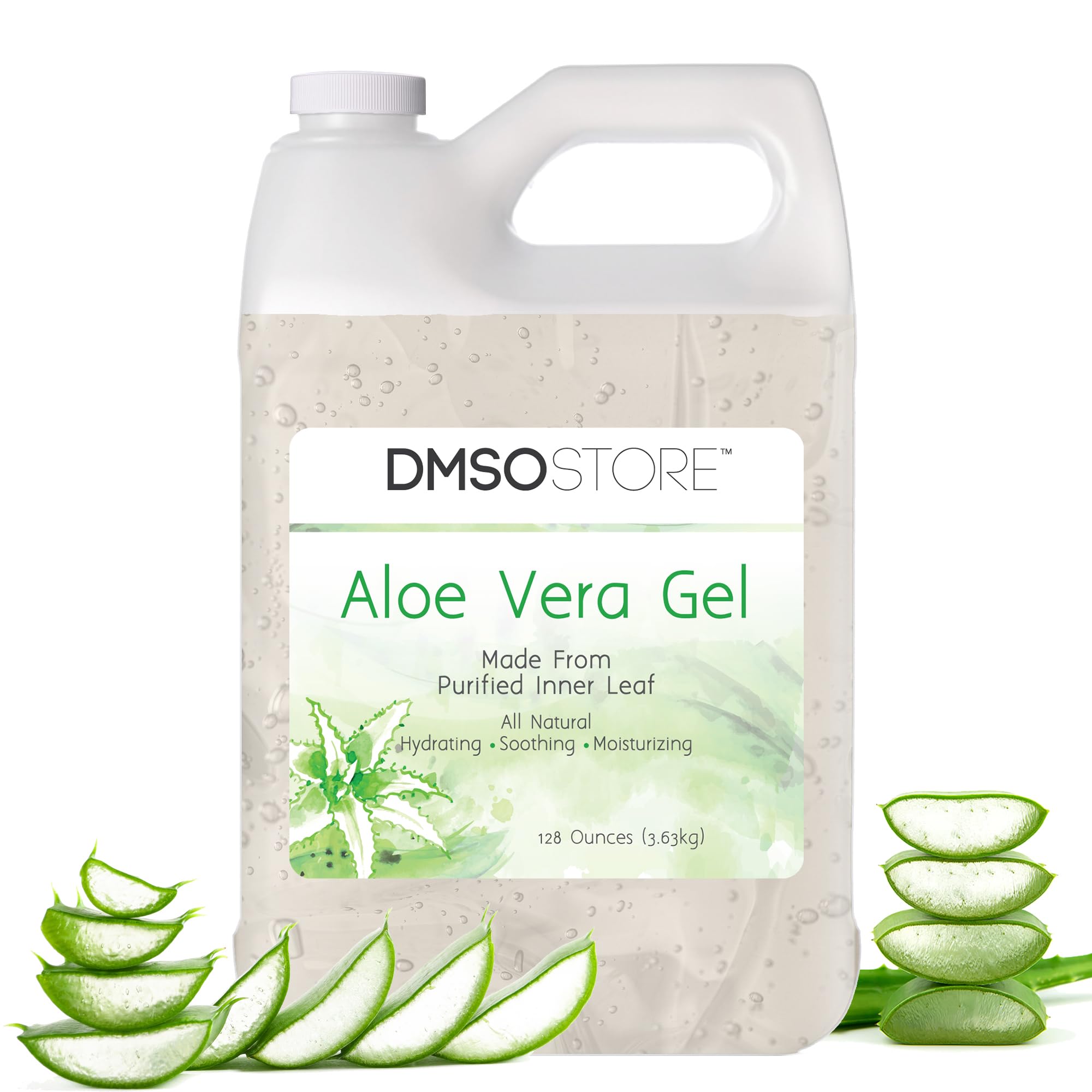 DMSOSTORE Aloe Vera Gel,128 oz (3.63kg), Alcohol-Free, Made From Purified Aloe Vera Inner Leaf, Soothing, Skin Moisturizing, Hydrating