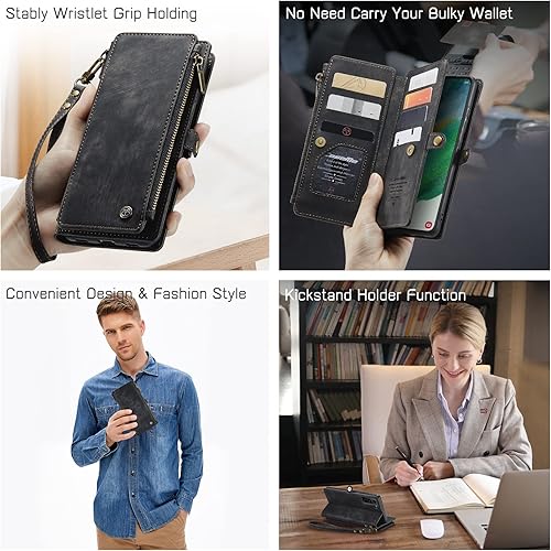 Miniatura 4 de Defencase Funda para Samsung Galaxy S21 FE, para Galaxy S21 FE 5G, cartera para mujeres y hombres, correa magnética de piel sintética duradera, con