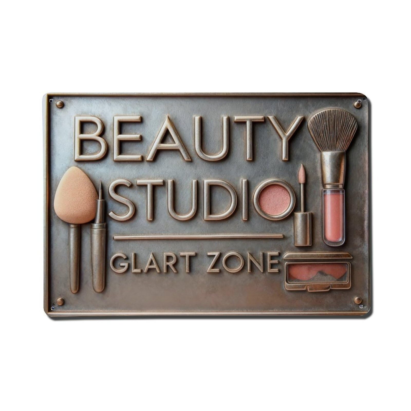 Iageret Vintage Makeup Room Glam Zone Tools Metal Tin Sign Retro Wall Decor, Bar Garage Cafe Kitchen Home Wall Art Poster Decoration 8X12inches