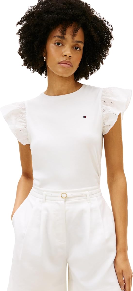 Tommy Hilfiger Camisetas sin Mangas de algodón con Cuello Redondo para Mujer