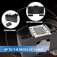Vista 3 de GSE Games & Sports Expert Barajador automático de cartas de 4 barajas, enchufe de alimentación y máquinas barajadoras a batería para jugar a