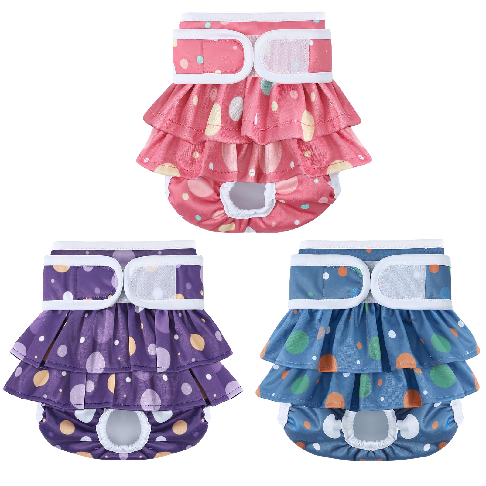 Photo 1 of Female Dog Diapers with Skirts 3 Pack Reusable Dog Panties for Heat Cycle Period (Medium, Bubbles)