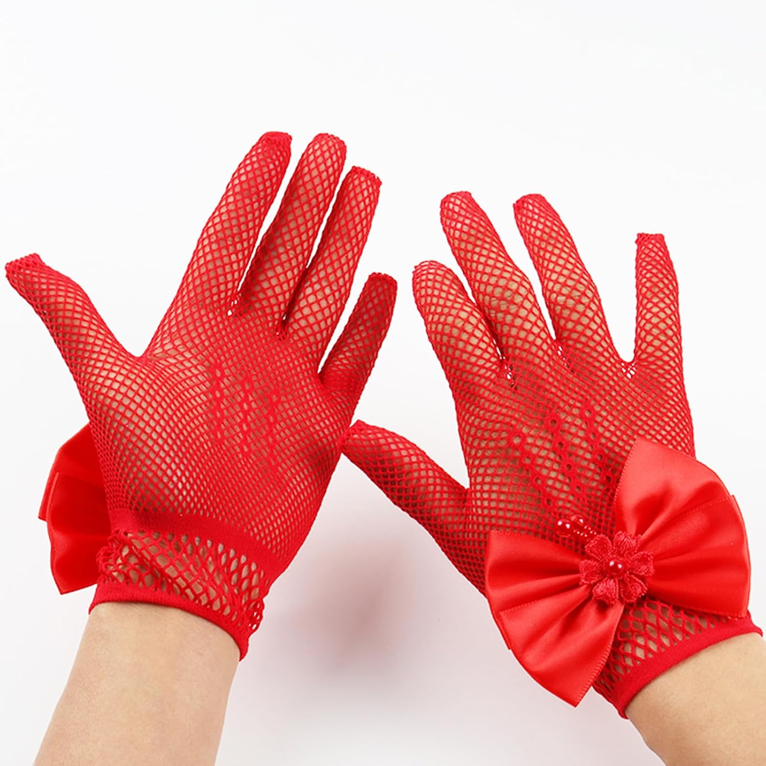 YAXAMING Fascinators Hat Bow Gloves Pearl Necklace Bracelets Flower Mesh Veil Feather Headband Hair Clips 20s Headpiece Headwear Women Halloween Cocktail Wedding Carnival Tea Party Accessories Red