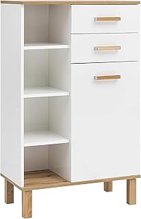 Schildmeyer Padua - Mueble Elevado, Color Blanco Brillante, decoración de Roble rústico, Aprox. 67 x 35 x 114,5 cm