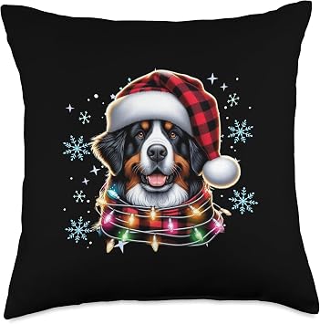 Bernese Mountain Dog Christmas Xmas Bernese Mountain Dog Throw Pillow