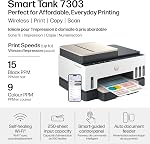 HP Smart Tank 7303 Wireless All-in-One Ink Tank Printer, Scanner, Copier with up to 3 Years of Ink Included, Best for Home Office, Cartridge-Free Refillable, AI-Capable, Portobello (9B5D0A)