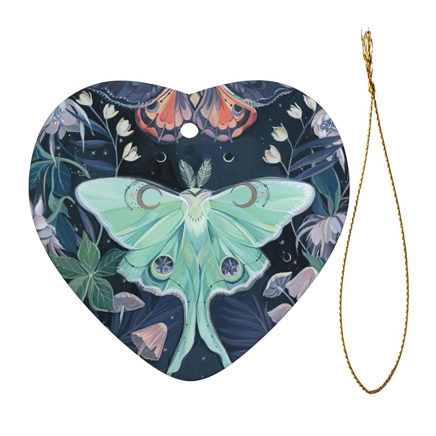 Amazon.co.jp: 美しい蛾 ハート型 セラミックオーナメント