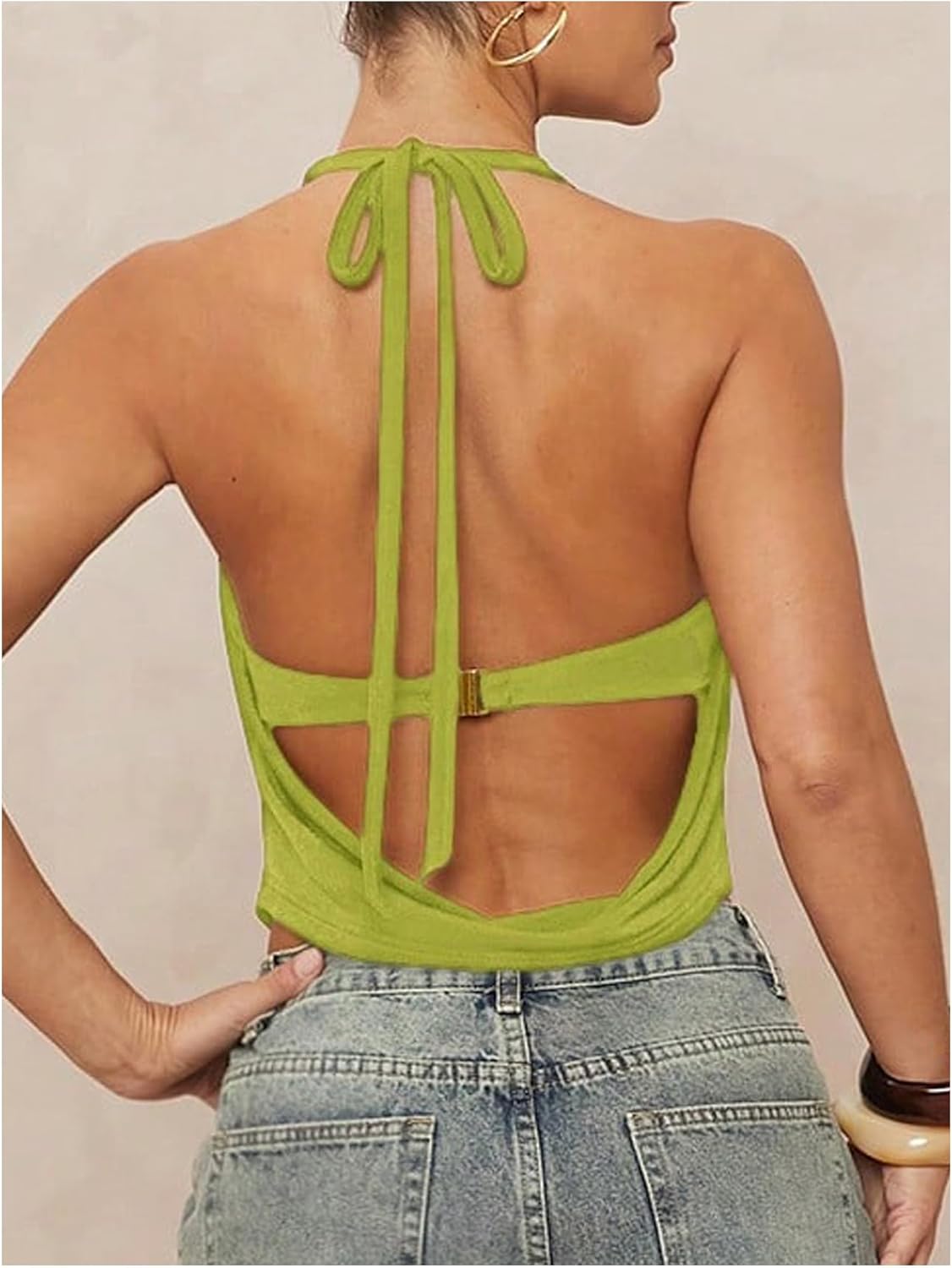 SOLY HUX Women's Halter Top Cut Out Draped Front Sleeveless Tie Backless Crop Tank Tops - Image 2