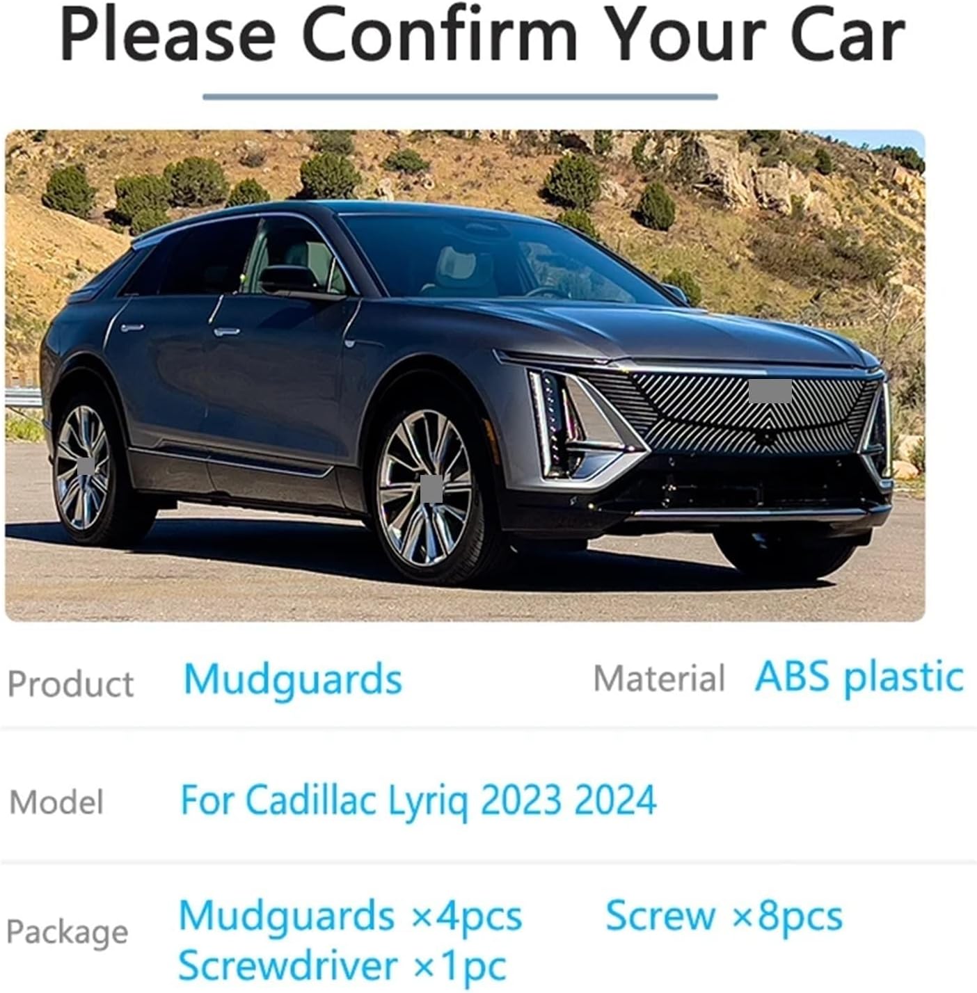 For cadillacs Lyriq 2023 2024 Mud Flaps 4x Set Splash Gugards Front Rear Mudguards Wheel Protector fenders Car-styling Accessories