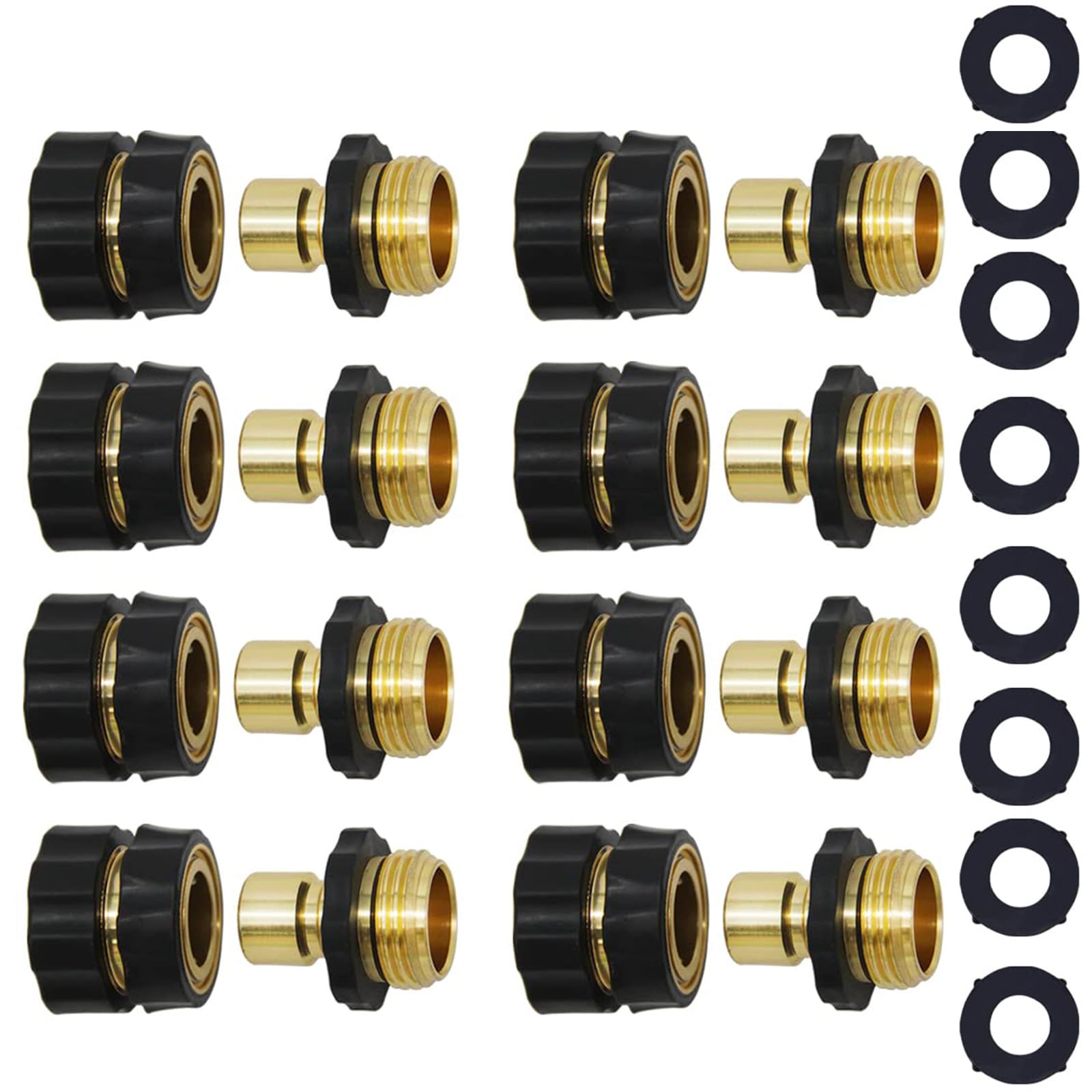 Connettore rapido per tubo da giardino da 3/4", raccordi per tubi a connessione rapida, raccordi per tubo da giardino, connettore rapido maschio e femmina, 6 set (8 pezzi)