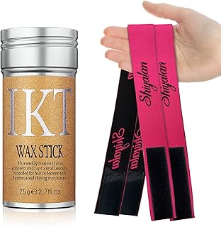 Hair Wax Stick, Wax Stick for Hair, Slick Stick for Hair Non-greasy Styling Hair Pomade Stick, Strong Hold Makes Hair Look Neat and Tidy, 2Pcs - Edge Control Elastic Band for Wigs
