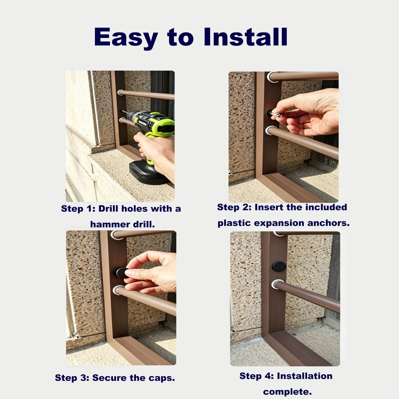 Rejas de Seguridad para Ventanas con Cierre, Seguridad Infantil | Rejilla de protección de ventana extraíble, instalación interior o exterior, anti caída(W40xH40cm/15.7x15.7in)