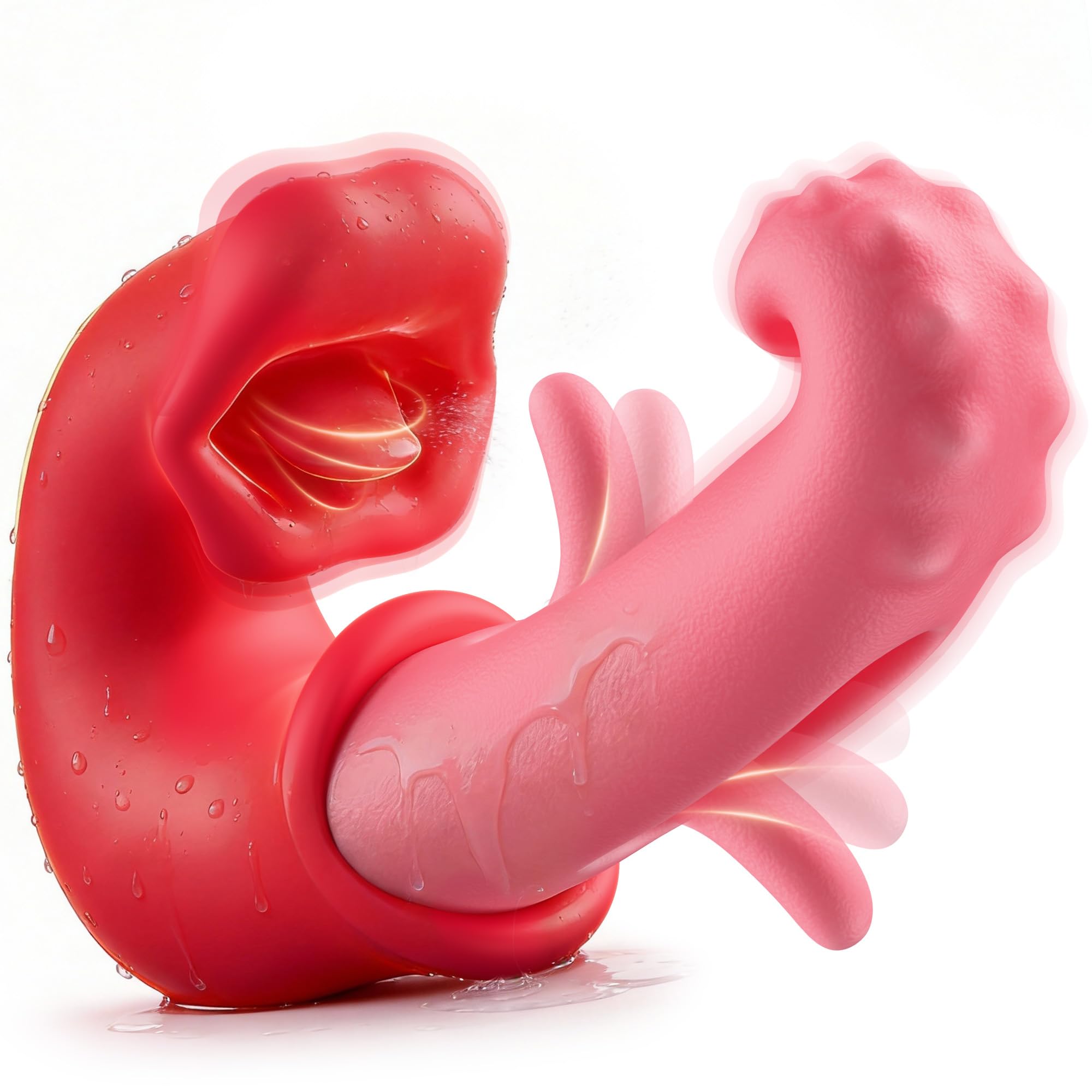 Vibrator Women Sex Toys 3 in 1 G-Spot Vibrators with 10 Vibration Flapping Clamping Modes Tongue Dildo Vibrator