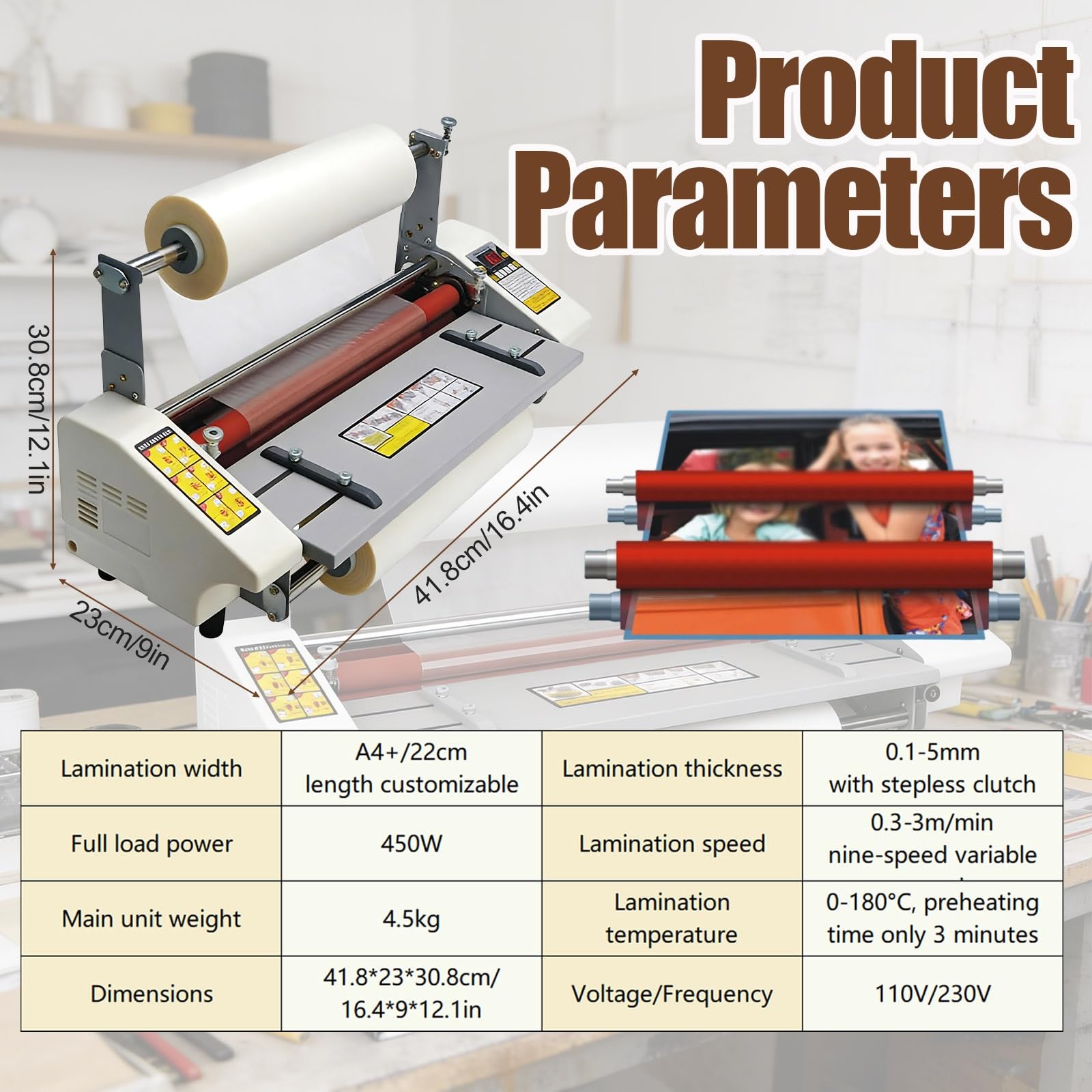 Laminatrice a Velocità Regolabile E Laminatrice Professionale per Laminazione Di Documenti E Carte Di Visita, Perfetta per Uffici E Studi Professionali