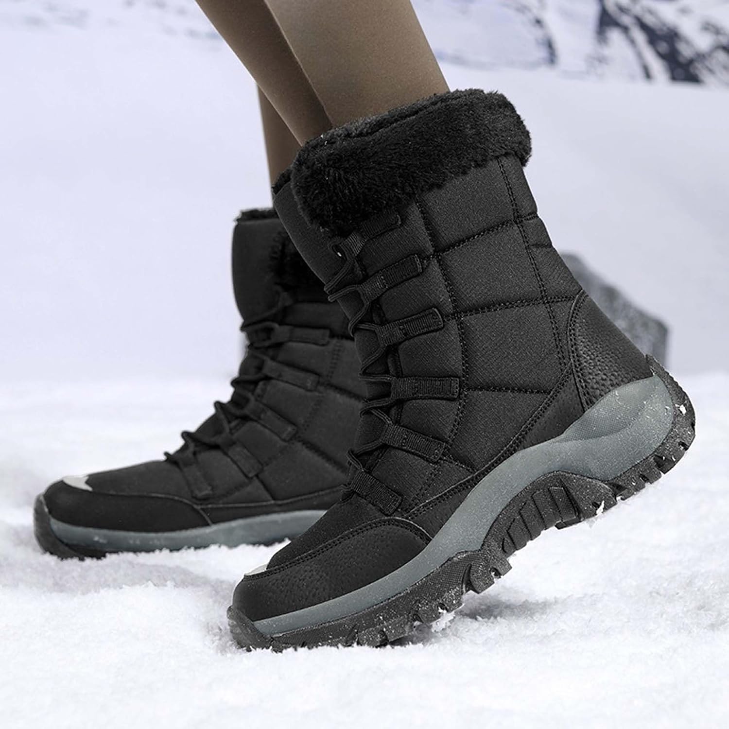 Men's Women's Winter Snow Boots Waterproof Warm Fleece Lined Winter Hiking Ankle Boots Non-Slip Suitable for Cold Weather Walking Work Sports Wear