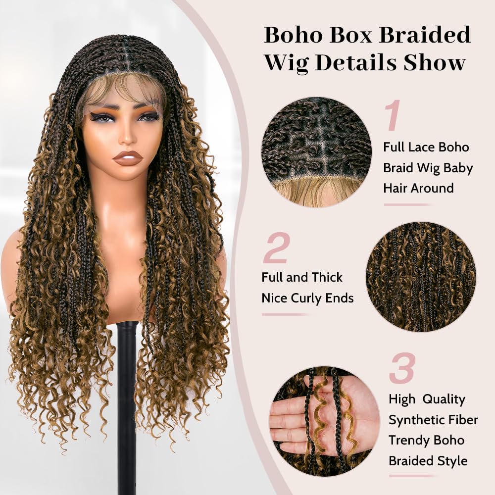 Amazon.com : Suntefic Boho Box Braided Wigs for Black Women 