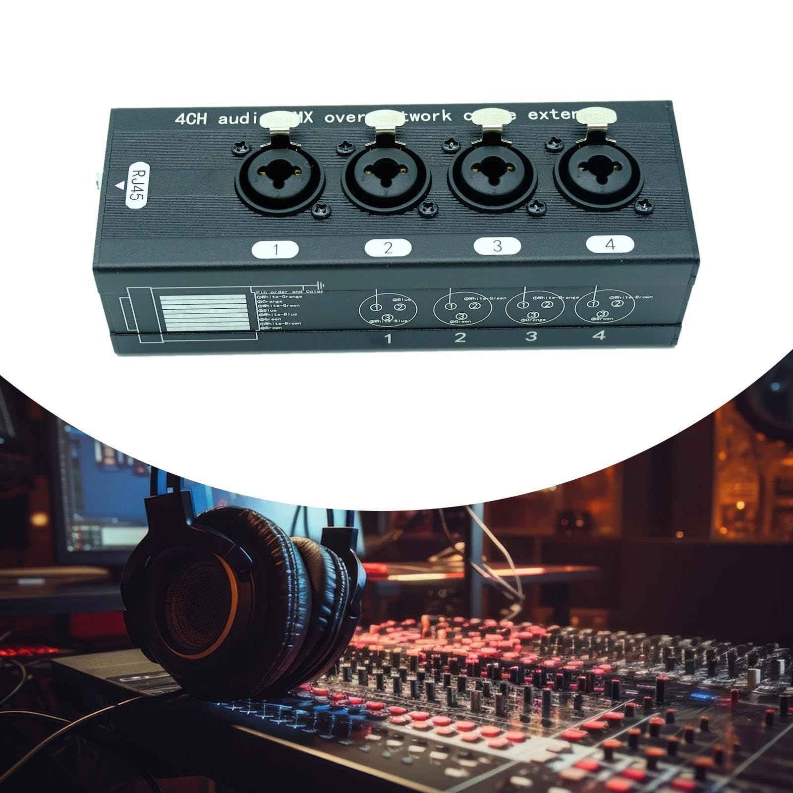 XLR Extender Ethernet Gigabit Snake Combiné Port Adaptateur Multiréseau Convertisseur 4 Canaux Flexible Audio Vidéo Convient pour Réunion Séminaire St, Combinaison Xlr 11