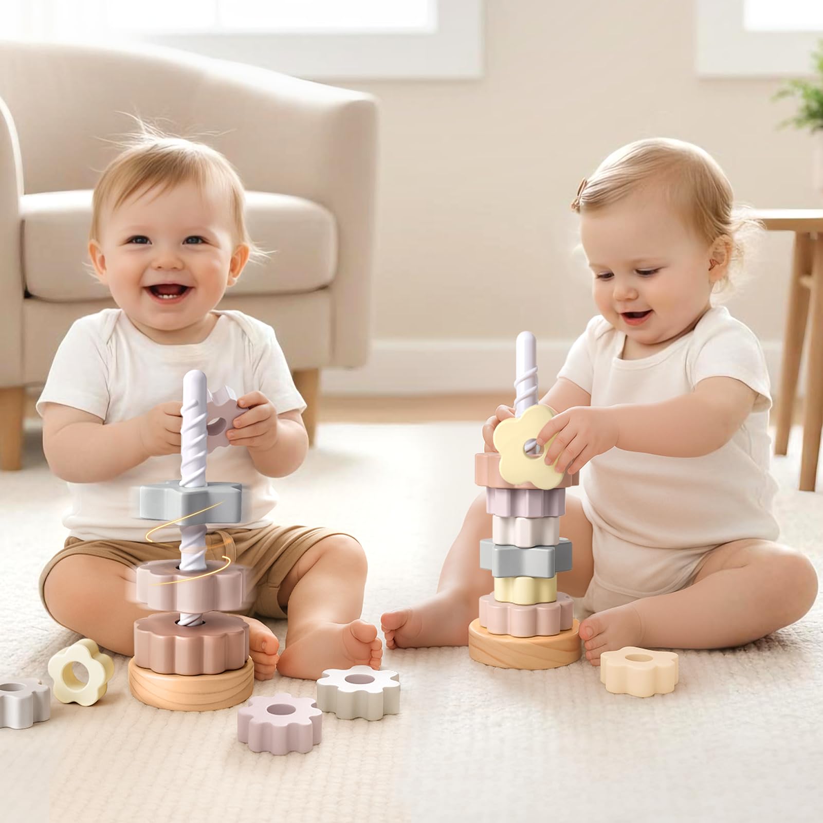 Joyreal Montessori Gry 1 Rok - Gry z Drewna dla Dzieci, Gry Edukacyjne, Zabawki Świąteczne na Boże Narodzenie Dziewczynka Dzieciak 1 2 Rok