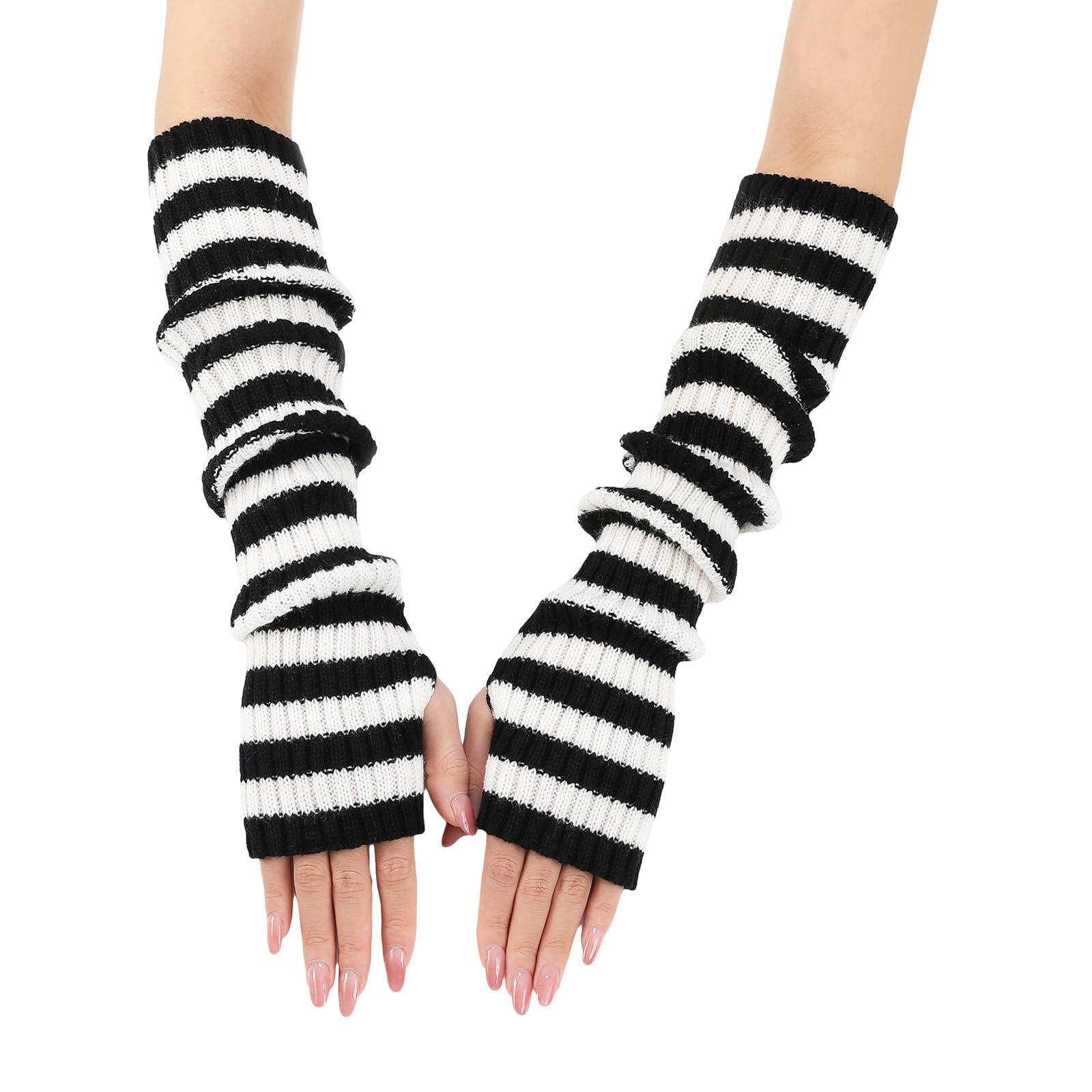 MICFENY Soft Acrylic Arm Warmers Oversleeve Half Finger Gloves For Winter Cycling Use