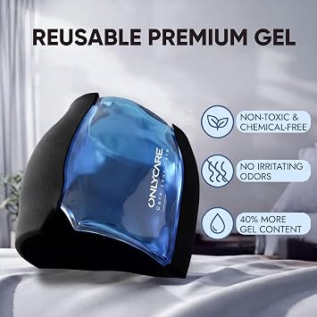 ONLYCARE Migraine Relief Cap, Headache Relief Cold Cap with Odorless Gel | Cooling Hat Head Wrap Soothing Face Ice Pack Mask Products for Tension Stress Hangover & Puffy Eyes, Relaxing Gifts for Women