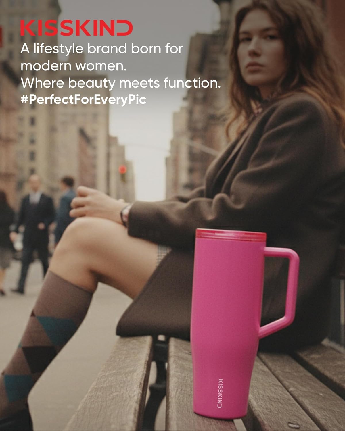 KISSKIND 40 oz Lumispin Tumbler with Handle and Hidden Straw, 100% Leak Proof Water Cup with Handle, Insulated Water Bottle for Travel, Mom, Nurse, Teacher, Student, Neon Pink - Image 8