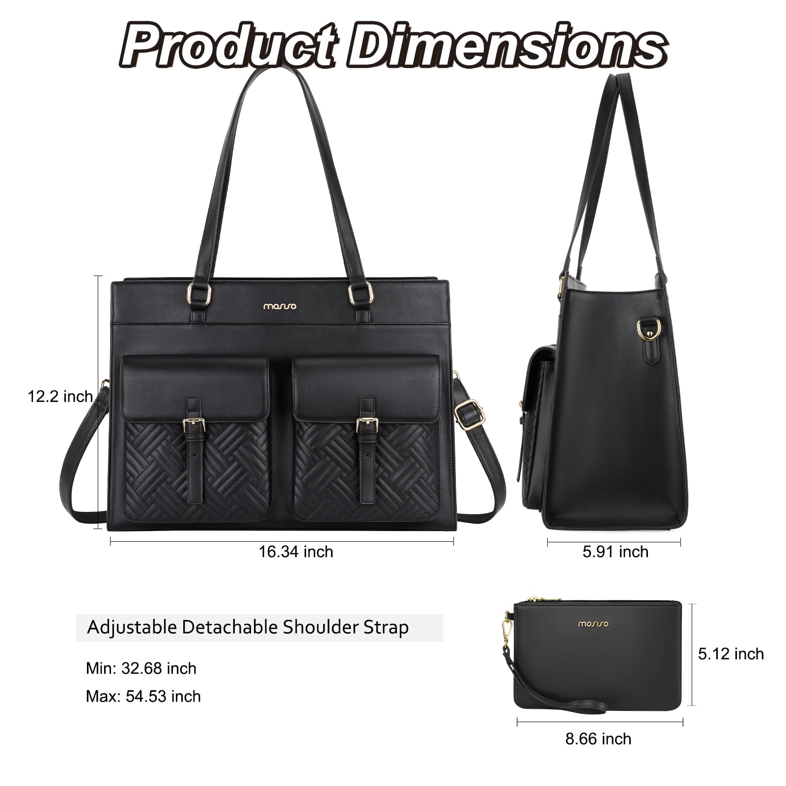 MOSISO Bolso Tote Laptop para Mujer, 15,6 Pulgadas PU Bolso Bandolera