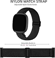 Vista 2 de Adorve Bandas elásticas de nailon compatibles con Fitbit Versa 3/Versa 4/Sense/Sense 2 para hombres y mujeres, banda deportiva elástica ajustable
