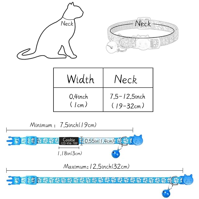Foto 2 de 7 de Uiopa 2 Piezas Collar Gato Personalizado + 2 Piezas Chapa Perro Grabada