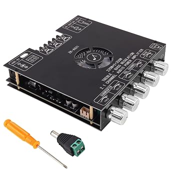 ZK-AS21 TPA3255 Bluetooth 5.1 Power Amplifier Board,2.1 Channel 220Wx2+350W HiFi Subwoofer Subwoofer Power Amp Mini Digital Audio Amp Module for DIY Speakers,DC 16-38V,BT USB AUX Input