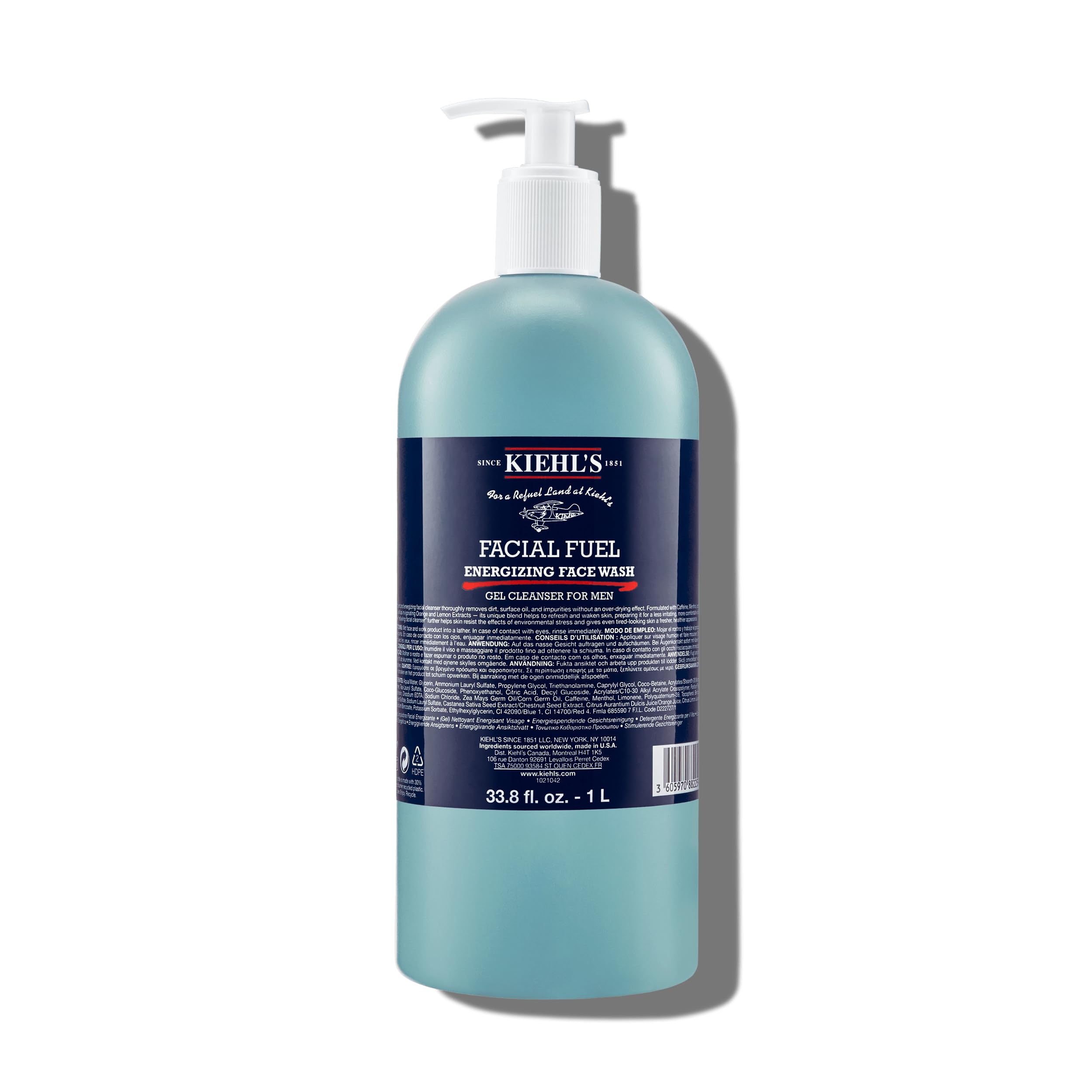 Kiehl's Facial Fuel Face Wash, Refreshing + Invigorating Men's Gel Cleanser, with Caffeine, Vitamin E and Menthol, Non-Drying Formula Moisturizes Skin, Great for Clogged Pores, for All Skin TypesKiehl's Facial Fuel Face Wash, Refreshing + Invigo…