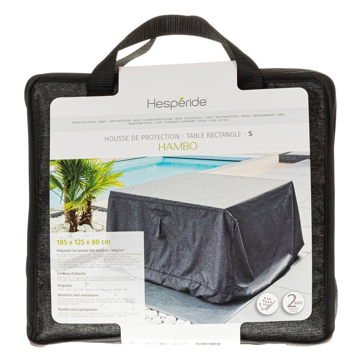 Hespéride Housse de Protection Table rectangulaire 185x125x80cm Polyester