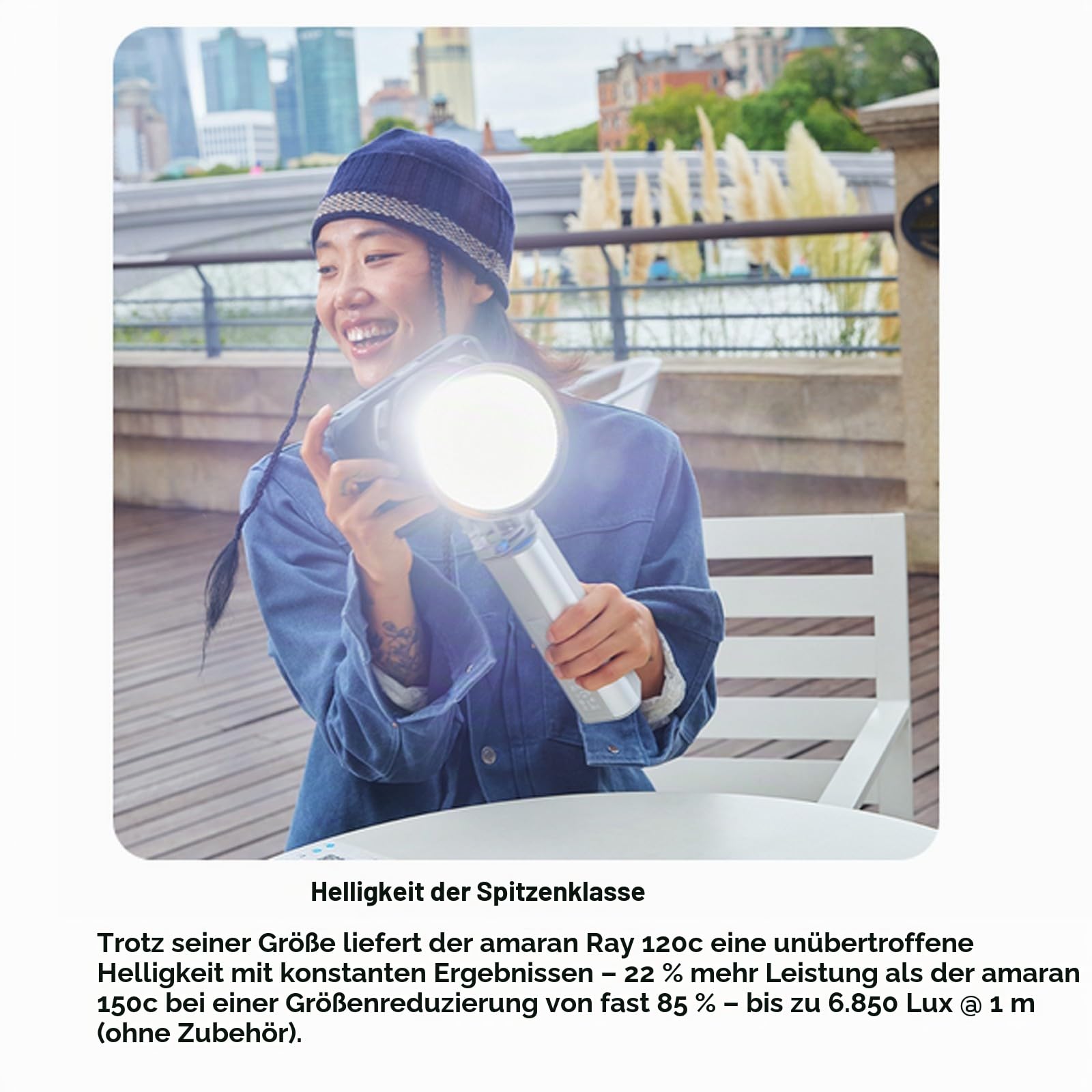 Amaran Ray 120c Vollfarb-RGB-Videoleuchte, 120 W kompakte Bowens-Mount COB-LED-Leuchte mit Octa Dome 30 Softbox, CCT 1.800 K–20.000 K, App-Steuerung für Fotografie und Live-Streaming
