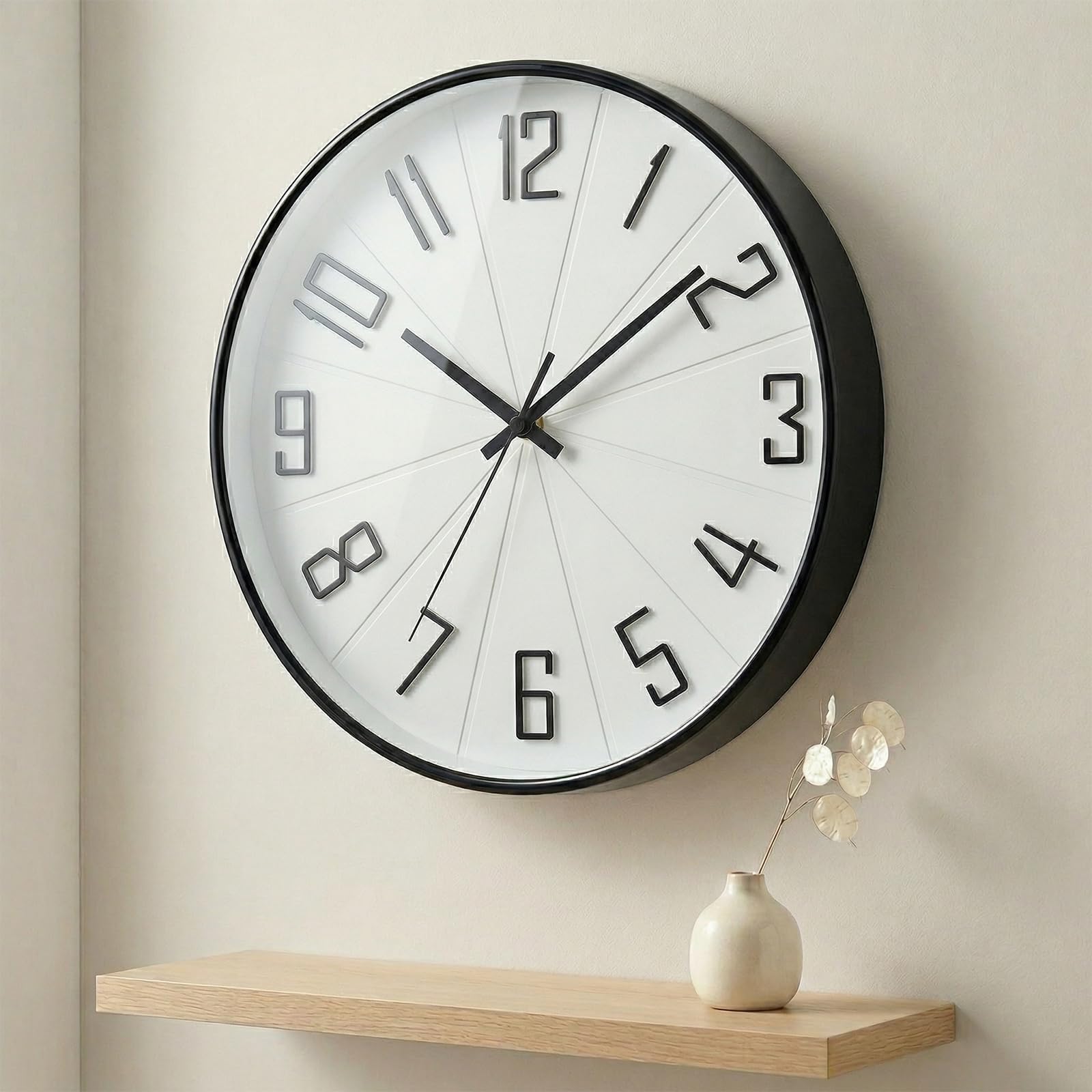 Sweetmirth Wall Clock 8 Inch Silent Non Ticking Quartz Decorative Battery Operated Wall Clock for Office Classroom Home Living Room Bedroom Kitchen - White