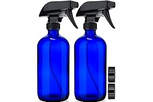 Blue 16oz Glass Spray Bottles - BPA-Free with Black Trigger