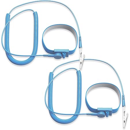 [2-Pack] Professional Anti Static Wrist Strap, ESD Wrist Strap, TSAIYOGA Blue Anti Static Wristband, Anti Shock Wristband, Extendable 95 Inch Long Cord