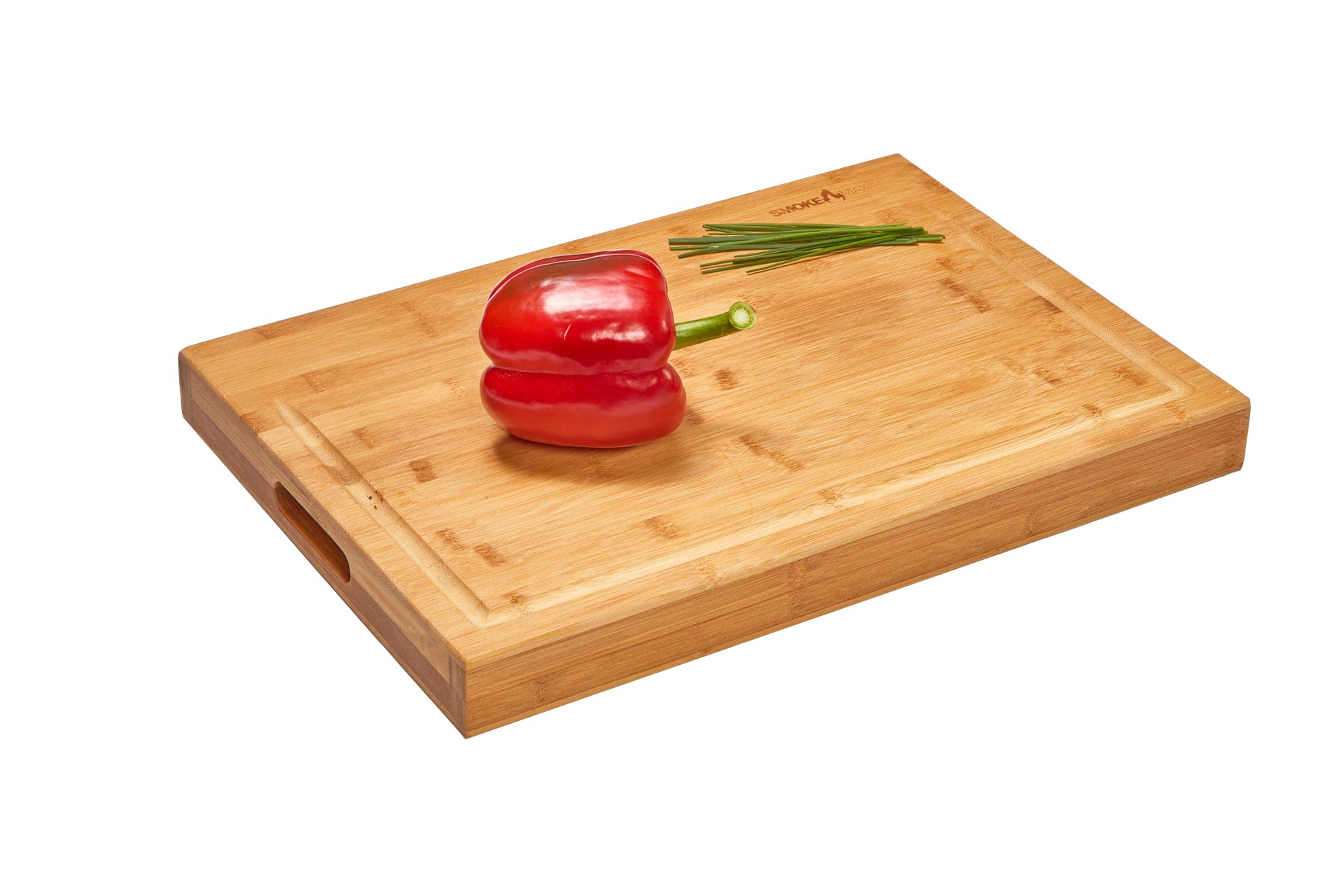 SmokeMax 2-1 grand bloc en bois massif avec planche à découper et plateau de service en bambou naturel (env. 50 x 35 x 5 cm)