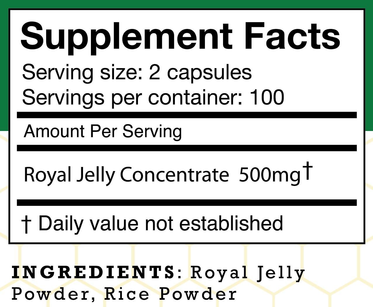 Stakich Royal Jelly Capsules - 500 Milligram - Pure - 200 Count : Health & Household